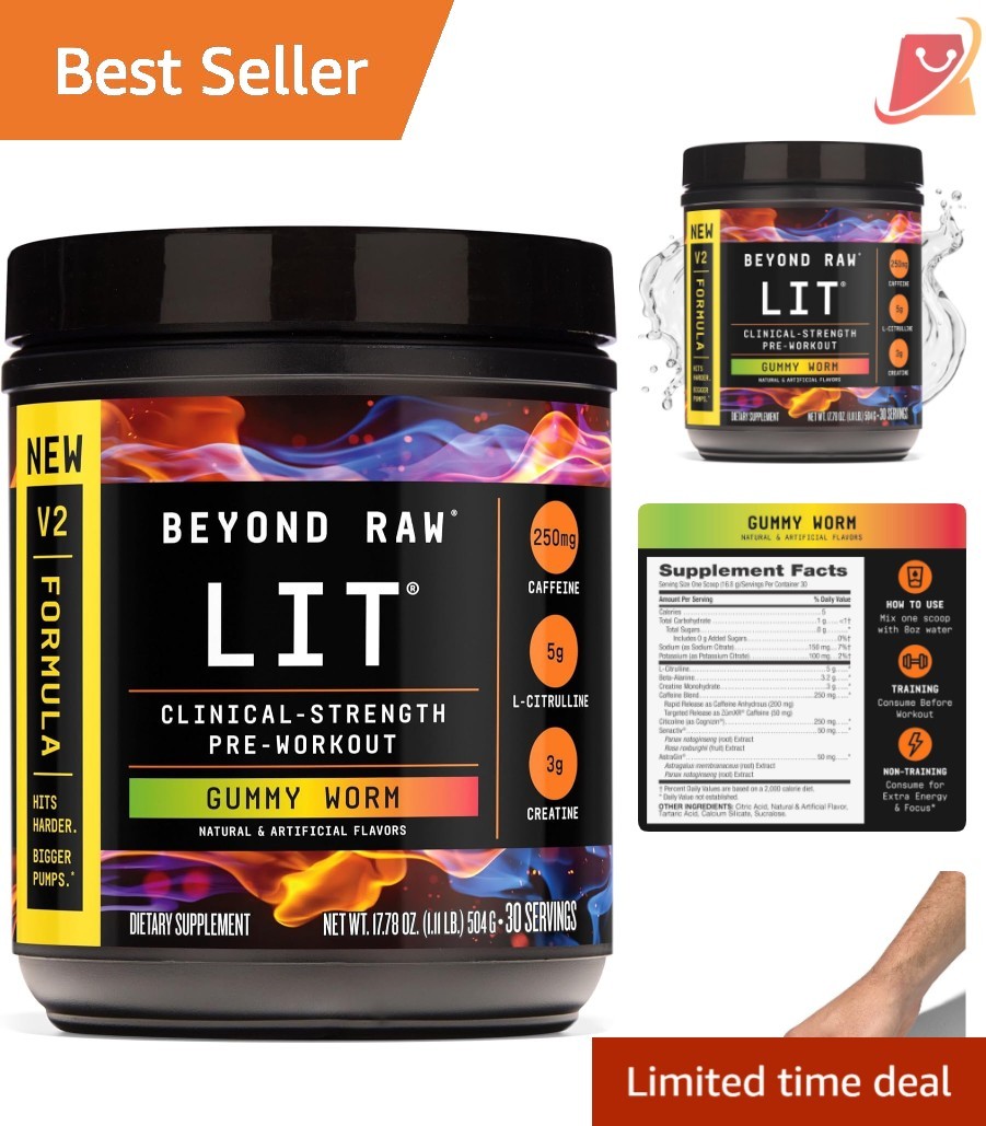 Pre Workout Powder L-Citrulline Creatine Energy Gummy 30 Servings
