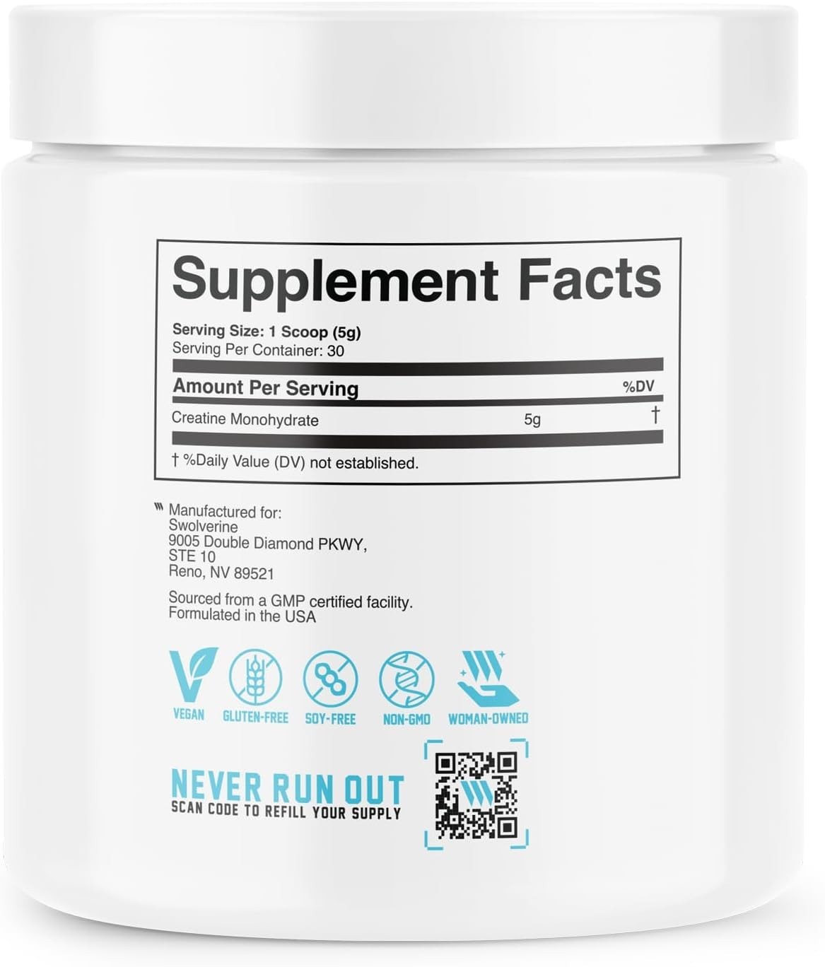 Creatine Monohydrate Powder – 5g Micronized Creatine, Third-Party Tested, Sin…