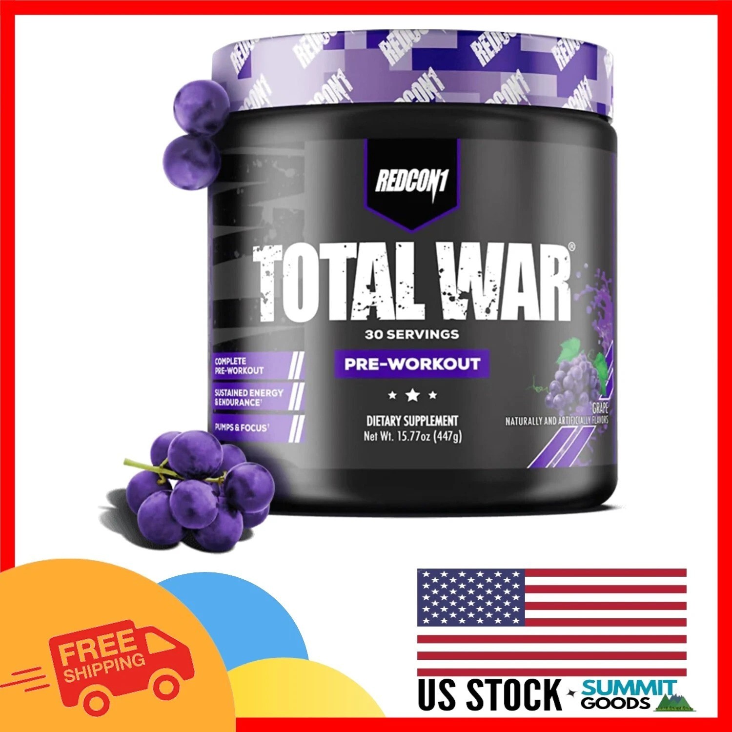 Grape Total War Pre Workout – Performance Booster with Beta Alanine & Citrulline