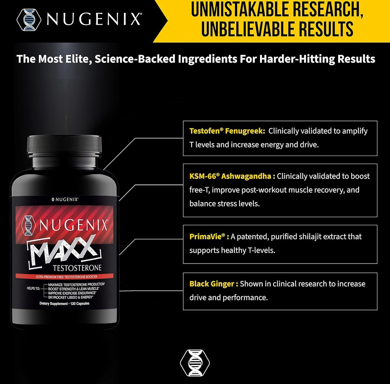 Nugenix Maxx 120 Caps Ultra Premium Hardcore Testosterone Booster