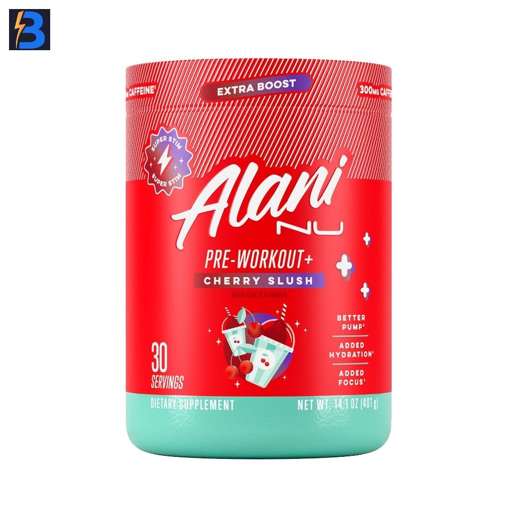 Alani Nu Pre Workout+ Powder – Cherry Slush, 14.1oz, Exp. 07/27