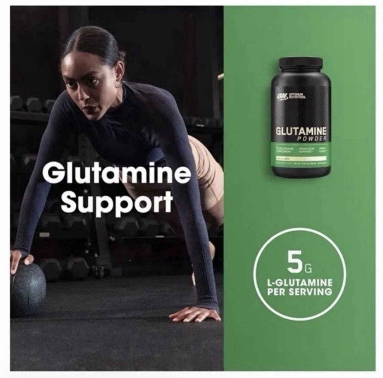 Optimum Nutrition Glutamine Powder Unflavored 10.58 oz 300 g Exp 05 12 2028