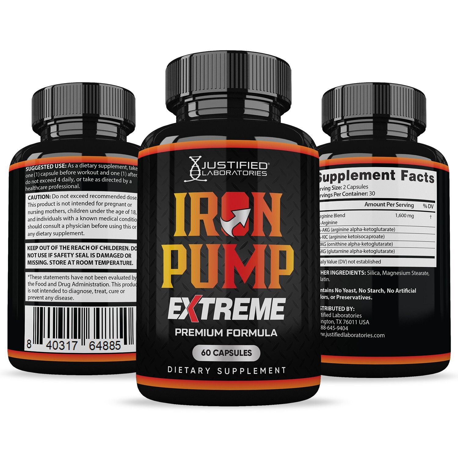 Iron Pump for Men Extreme 1600 Premium Formula Pills Vitamin Supplement 5 Pack