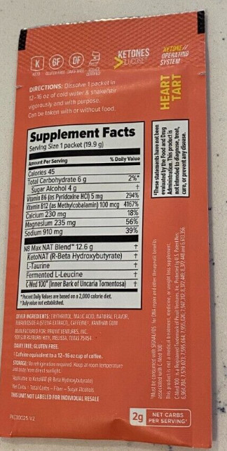 🔥Pruvit Keto OS NAT Ketones Charged Heart Tart 5 pack Exp 2027