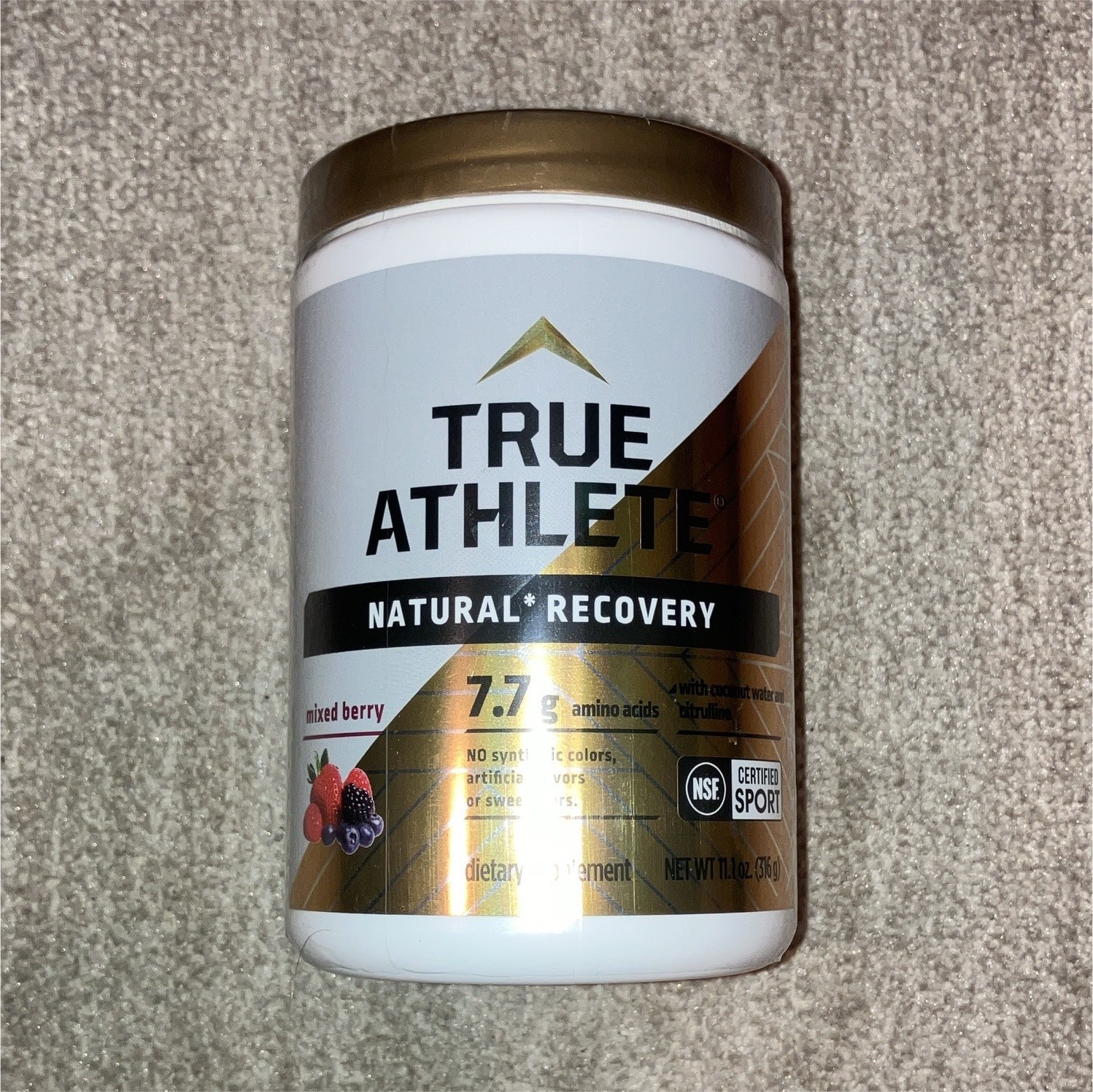 True Athlete Recovery Supplement Powder Mixed Berry 11.02 oz NSF Sport Exp 09/27