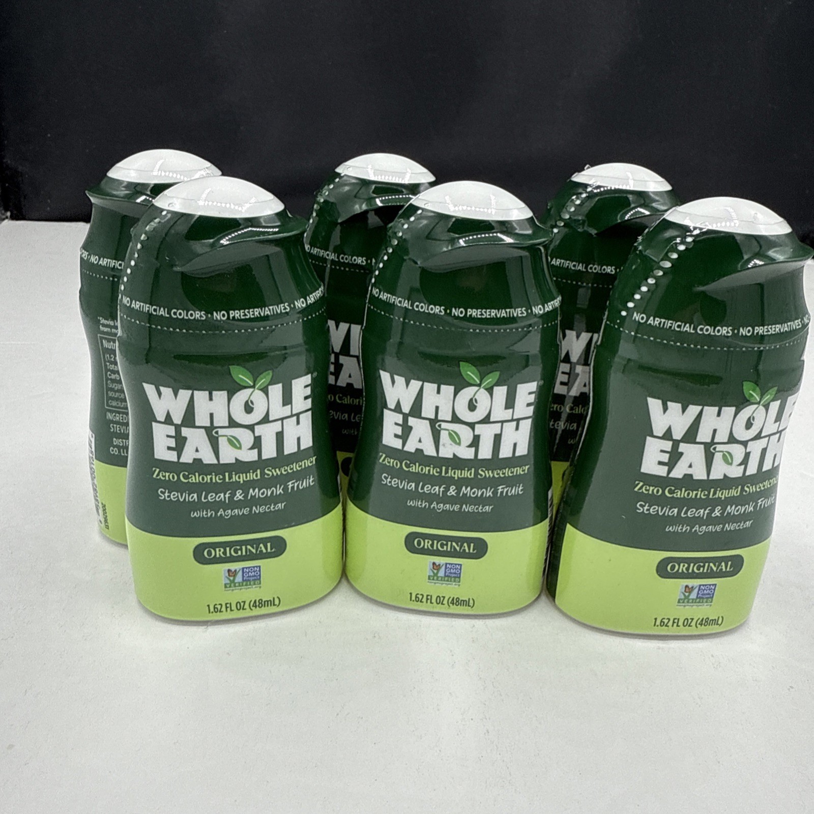 (FRESH 2027) Whole Earth Stevia & Monk Fruit Liquid Sweetener, 1.62 Fl Oz Pk 6
