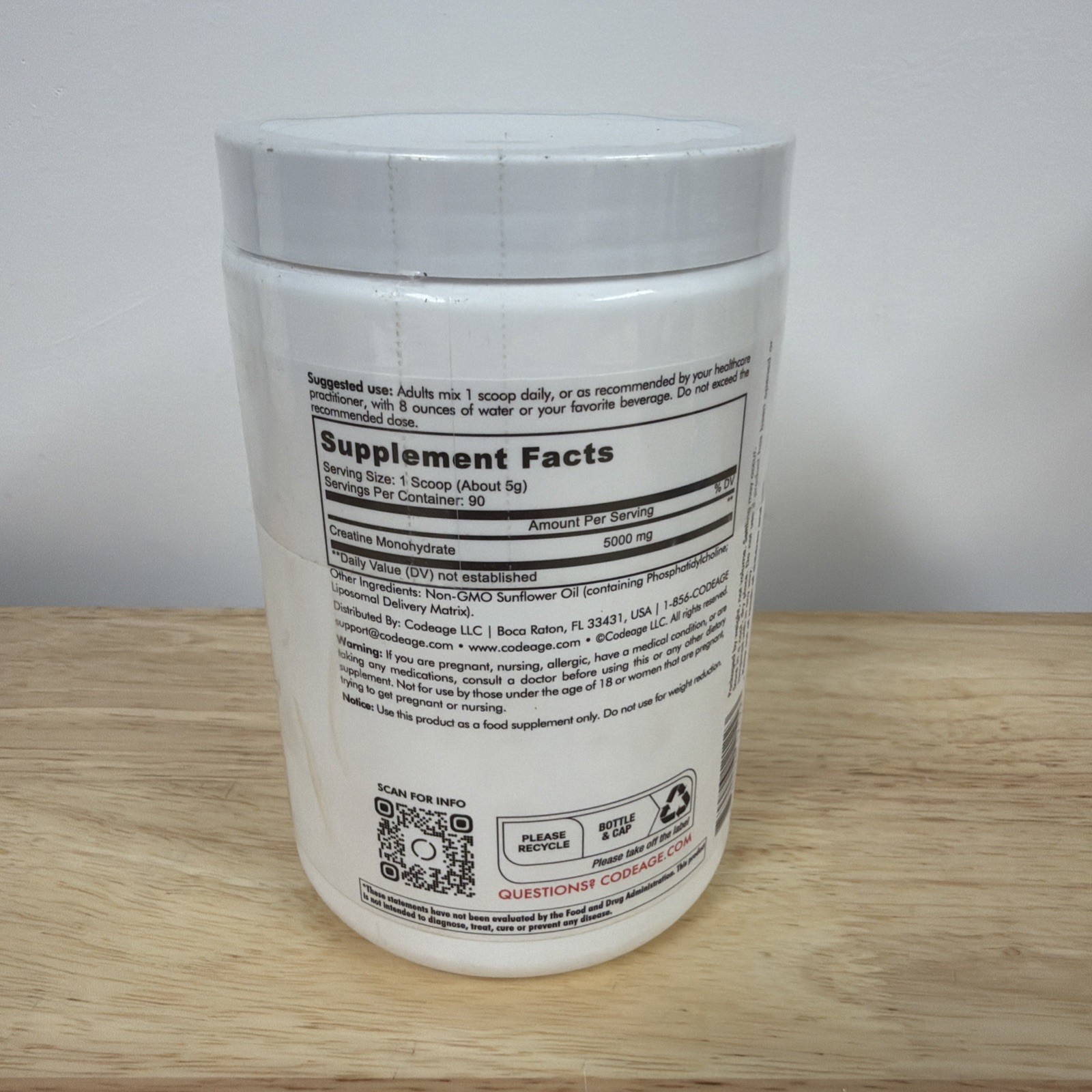 Codeage – Centurion – Liposomal Creatine Powder, Unflavored, 1 lb (455 g)