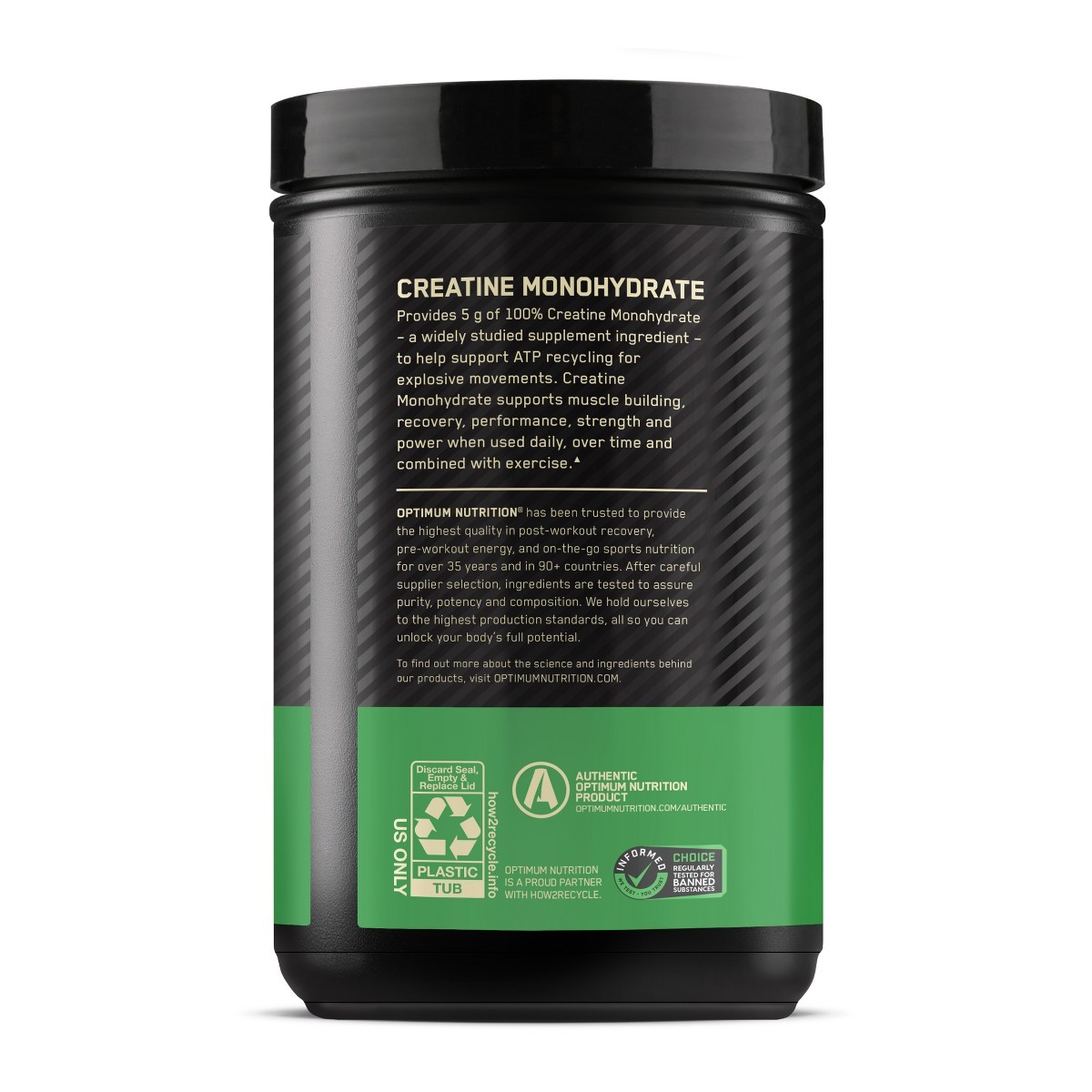 Optimum Nutrition Creatine Monohydrate Powder – Unflavored – 600g – 120 Servings