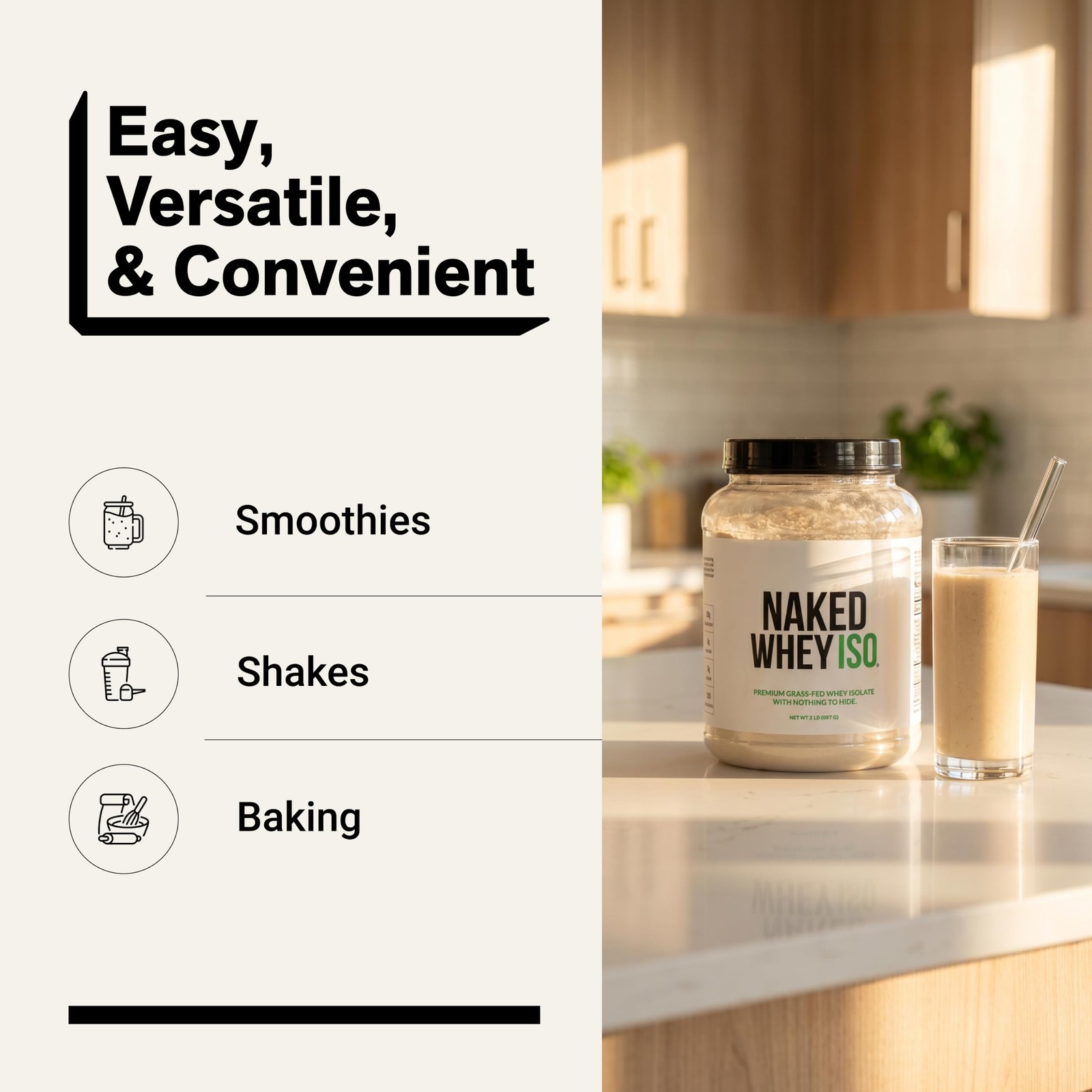 NAKED Whey Isolate Protein – Only 2 Ingredients, 30g 2 Pound (Pack of 1)