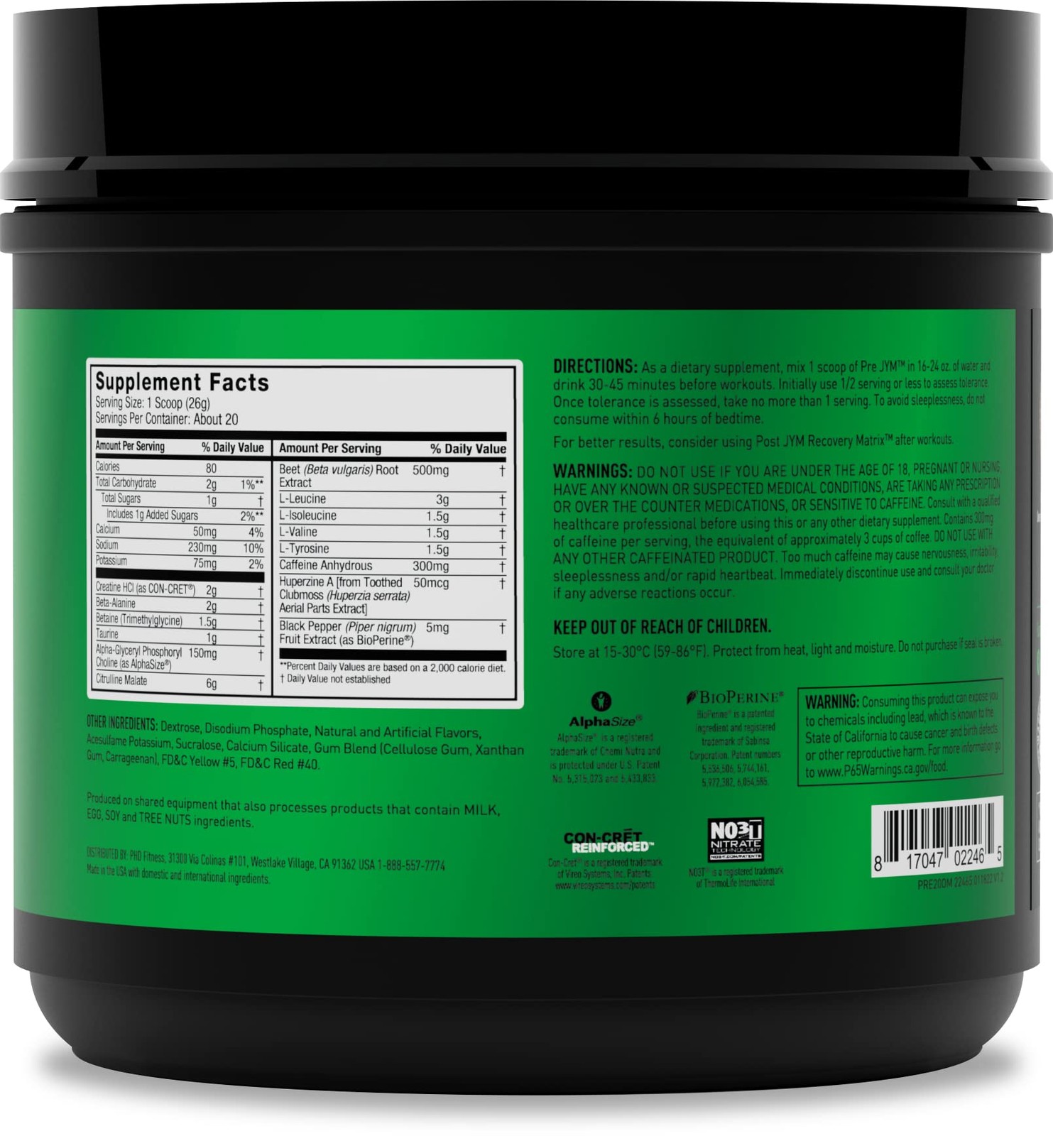 Jym Supplement Science Pre Jym 30 Servings – Orange Mango Pre30Om300