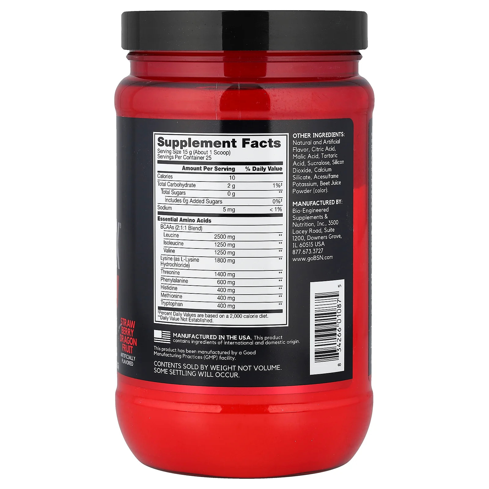 2 X BSN, AminoX�, EAAs, Strawberry Dragon Fruit, 13.2 oz (375 g)