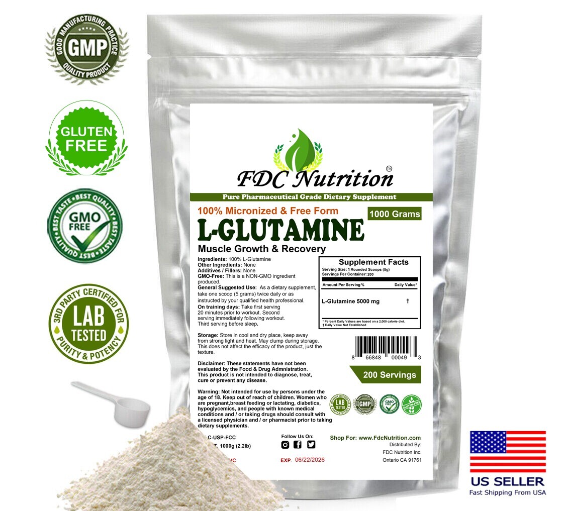 Glutamine Powder 100% PURE POWDER 2.2lb (1000g) PHARMACEUTICAL GRADE