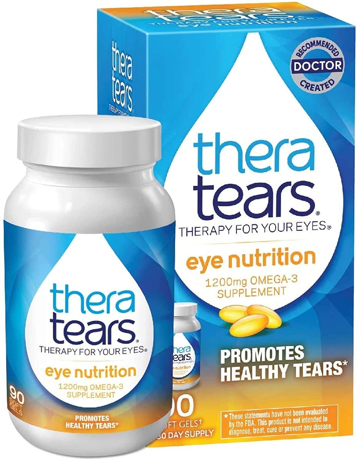 TheraTears 1200mg Omega 3 Supplement for Eye Nutrition, 90 Ct