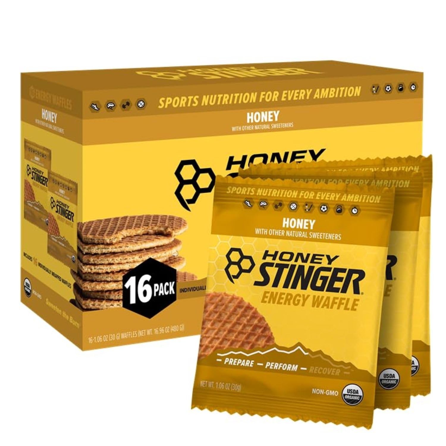 Performance-Enhancing Organic Honey Waffles – 16 Count for Pre/Post Workout Fuel