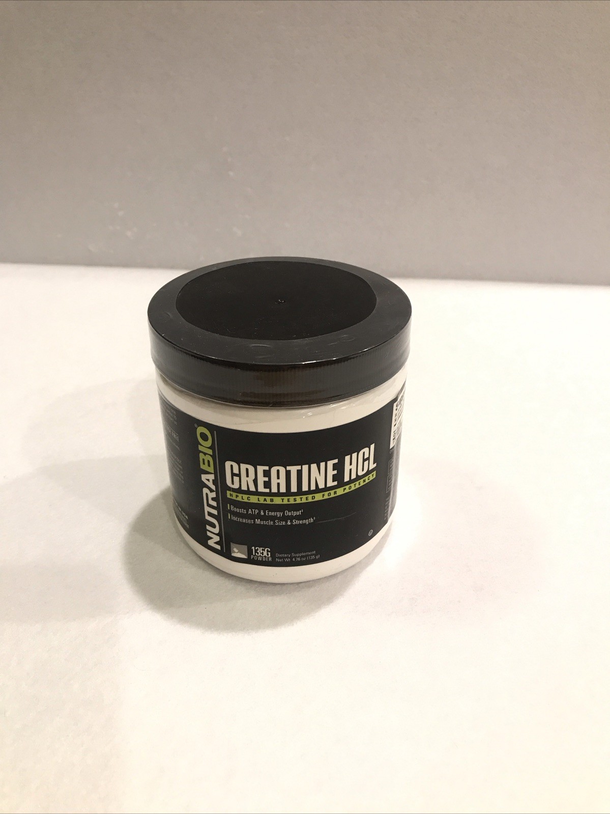 NutraBio Creatine HCl Powder 135g Unflavored Vegetarian Gluten-Free Fitness