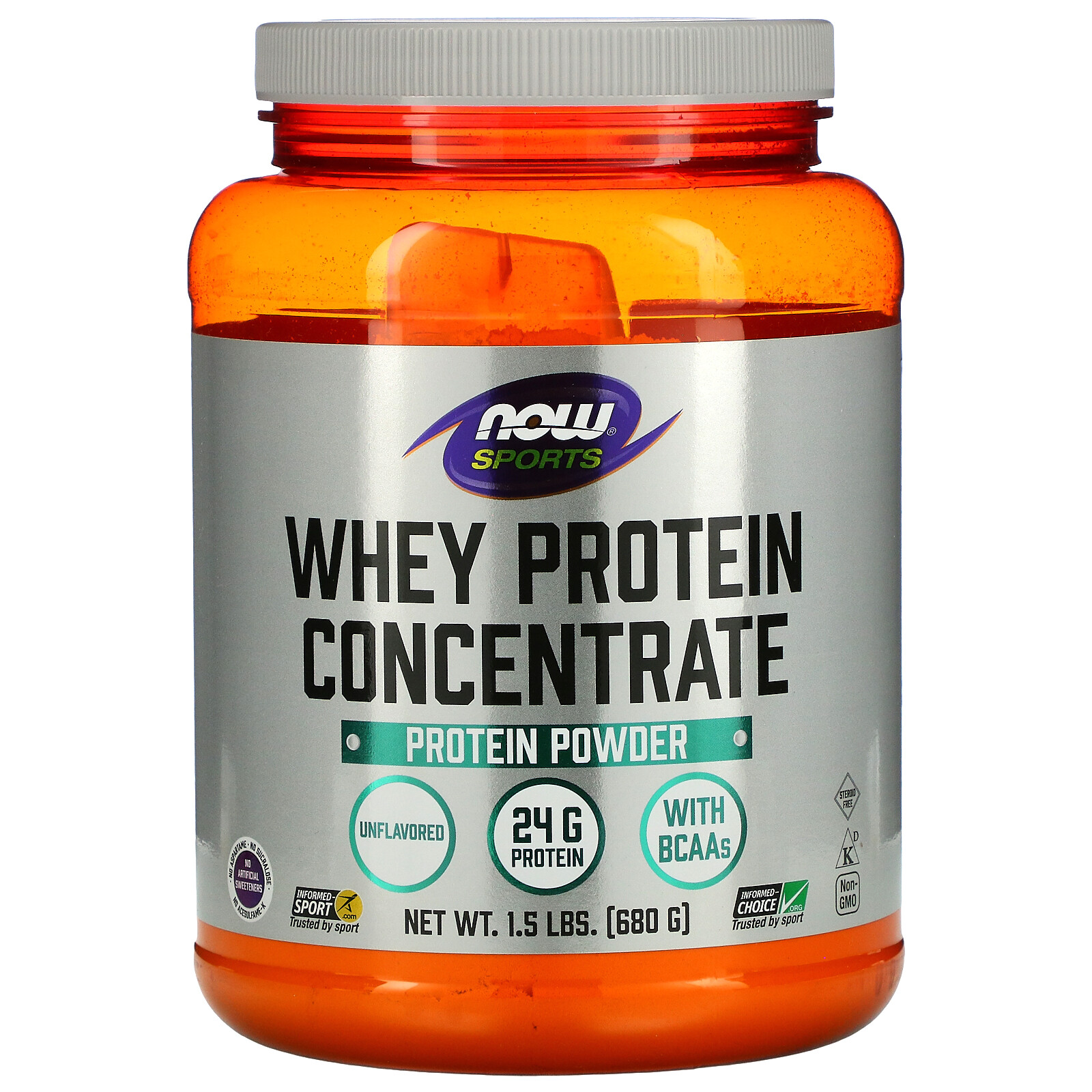 Now Foods, Sports, Whey Protein Concentrate, Natural Unflavored, 1.5 lbs (680 g)