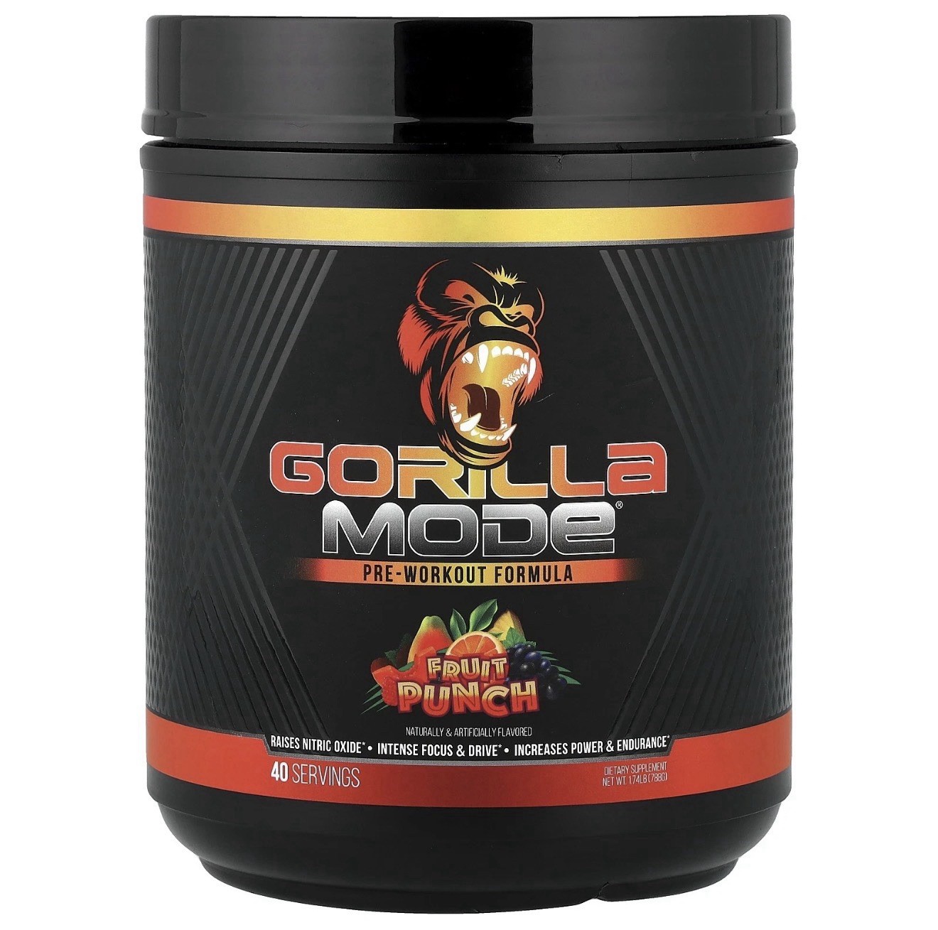 Gorilla Mode Pre-Workout Fruit Punch – 40 servings