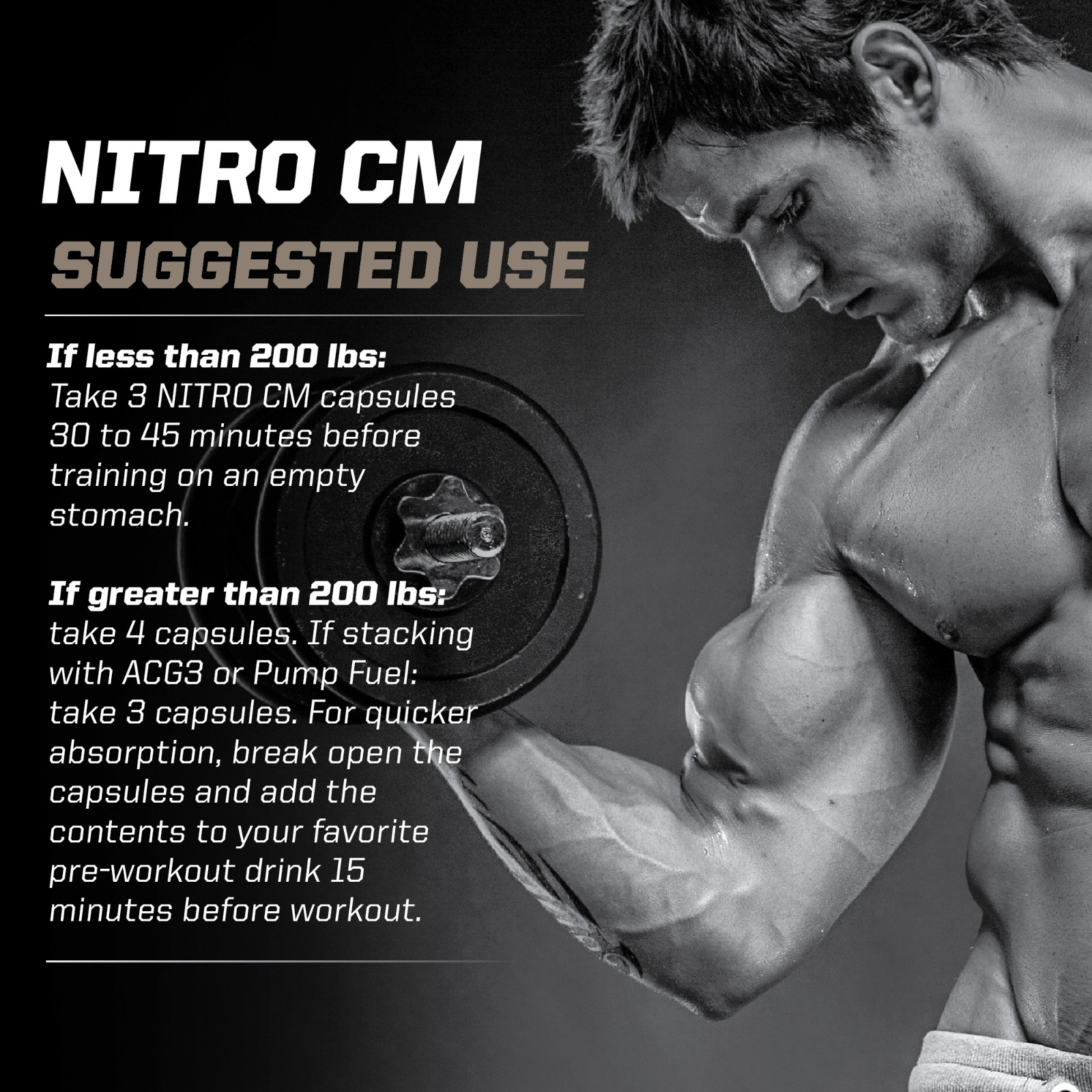 NITRO CM – Nitric Oxide Formula for Muscle Pumps & Performance – (90 Capsules)