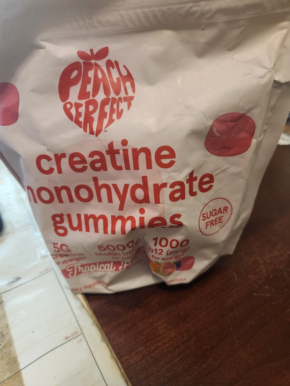 Peach Perfect Creatine Monohydrate Gummies Tropical Punch 5g Creatine 120ct 7/27