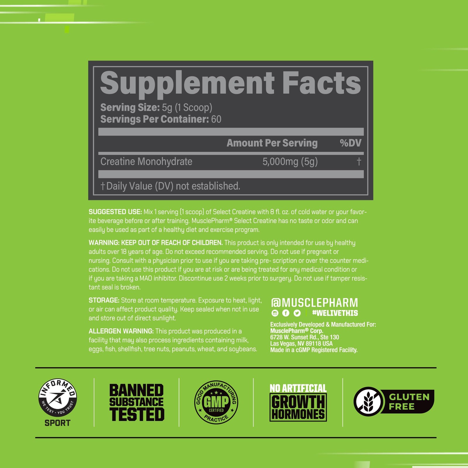 MusclePharm Essentials Micronized Creatine, Ultra-Pure 100% Creatine Monohydrate
