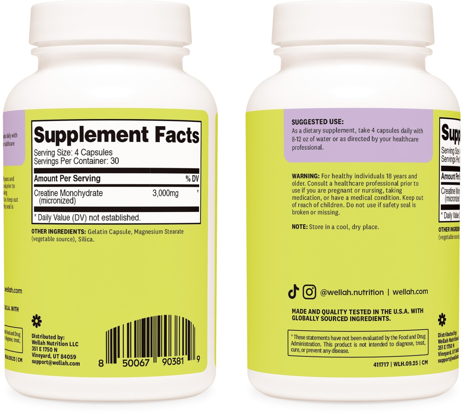 Creatine Monohydrate Capsules (3000 mg) 120 Capsules – Micronized Creatine, 3…