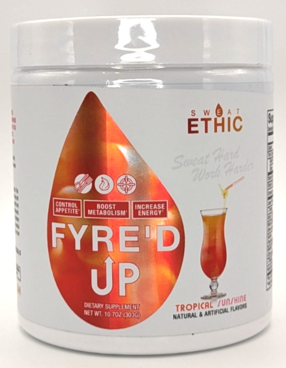 Sweat Ethic FYRE’D UP Energy & Appetite Suppressant, 30 Servings, Exp. 8/27