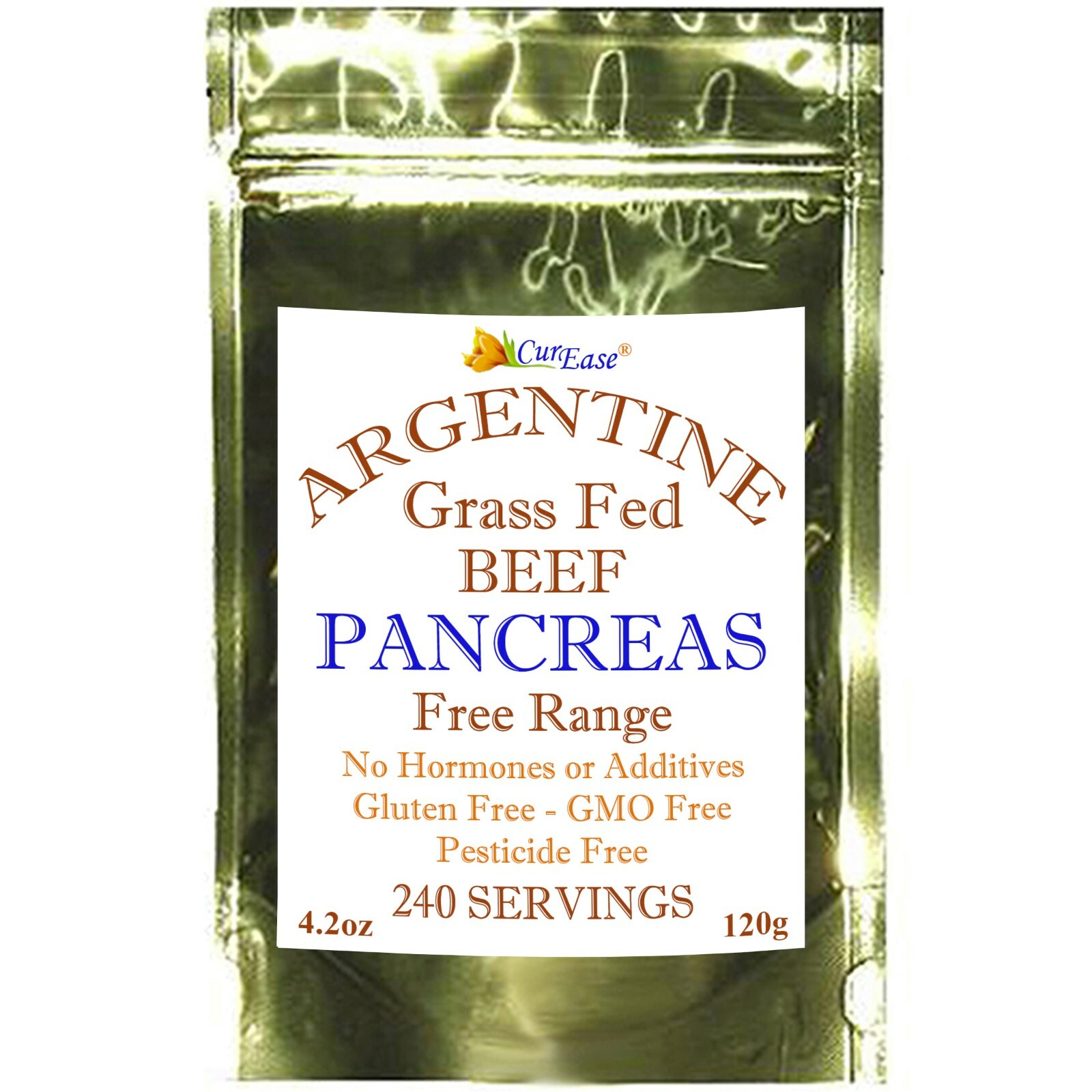 ORGANIC Argentine Desiccated BEEF PANCREAS Powder UNDEFATTED 240 Servings 4.2 oz