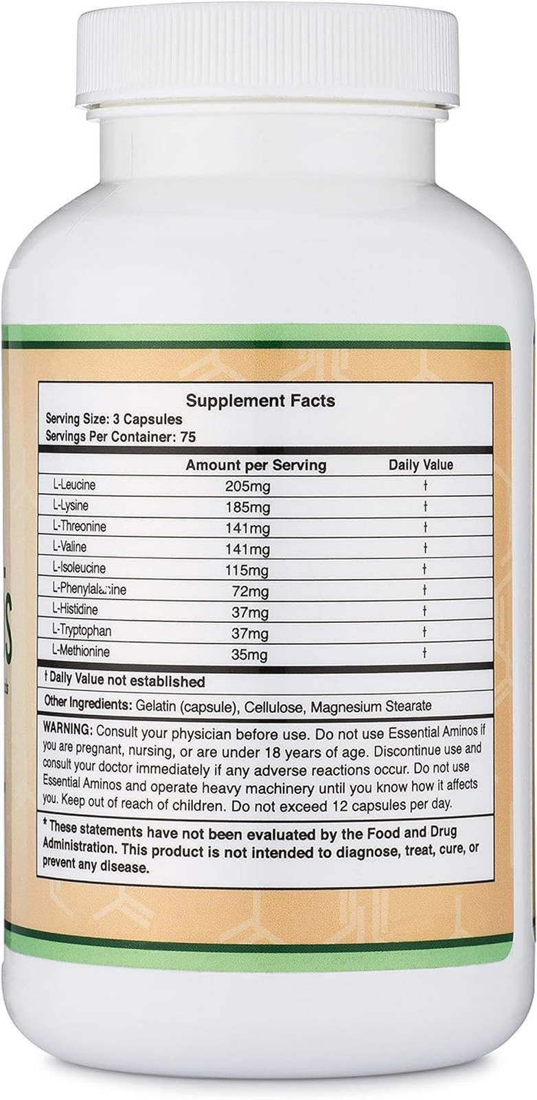 Essential Amino Acids, Powder Blend of All 9 Essential Aminos, 225 Capsules