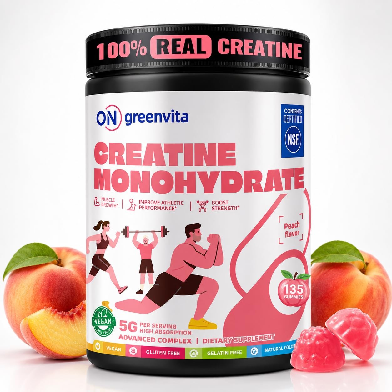 Creatine Monohydrate Gummies, NSF Certified Creatine Gummy, 5g Dose for Men a…