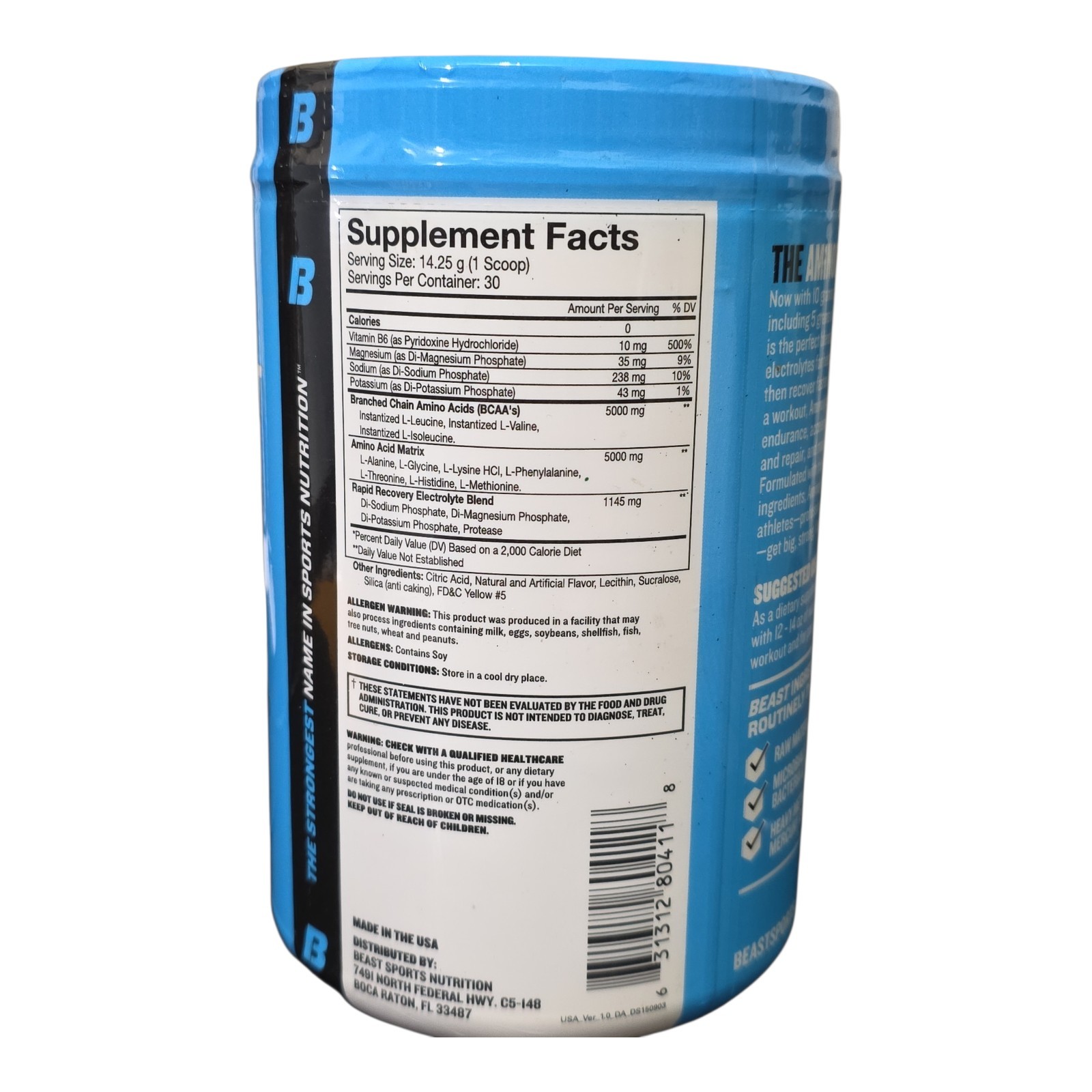 Beast Sports Nutrition Aminolytes Pineapple 30 Servings