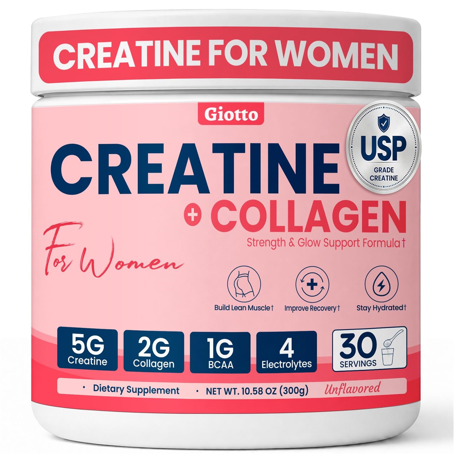 Creatine for Women, USP Grade Micronized Creatine Monohydrate Powder with Col…