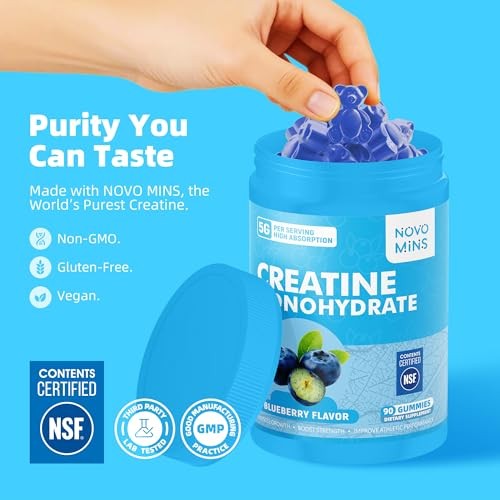 Creatine Monohydrate Gummies 5000mg 90 Count Blueberry