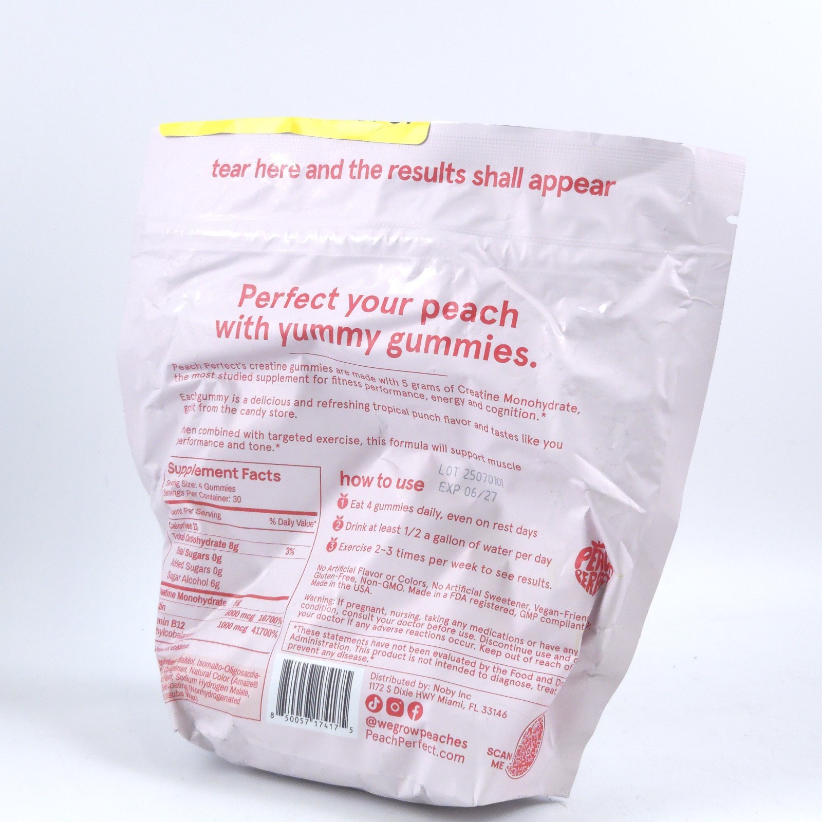Peach Perfect Creatine Monohydrate Gummies Tropical Punch 120ct Sugar Free