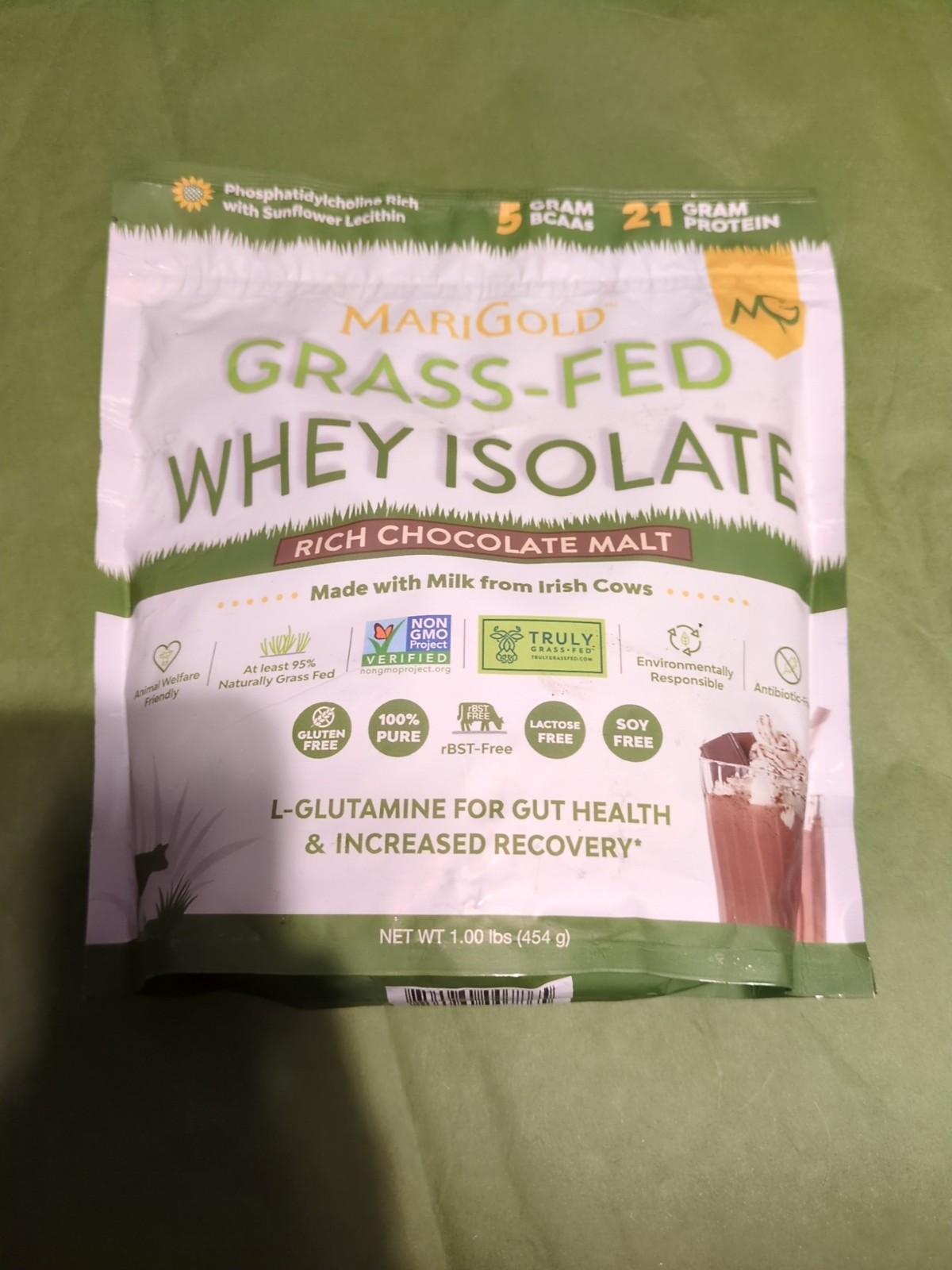 MariGold Grass-fed Whey Protein Isolate Powder – Rich Chocolate Malt Flavor -…