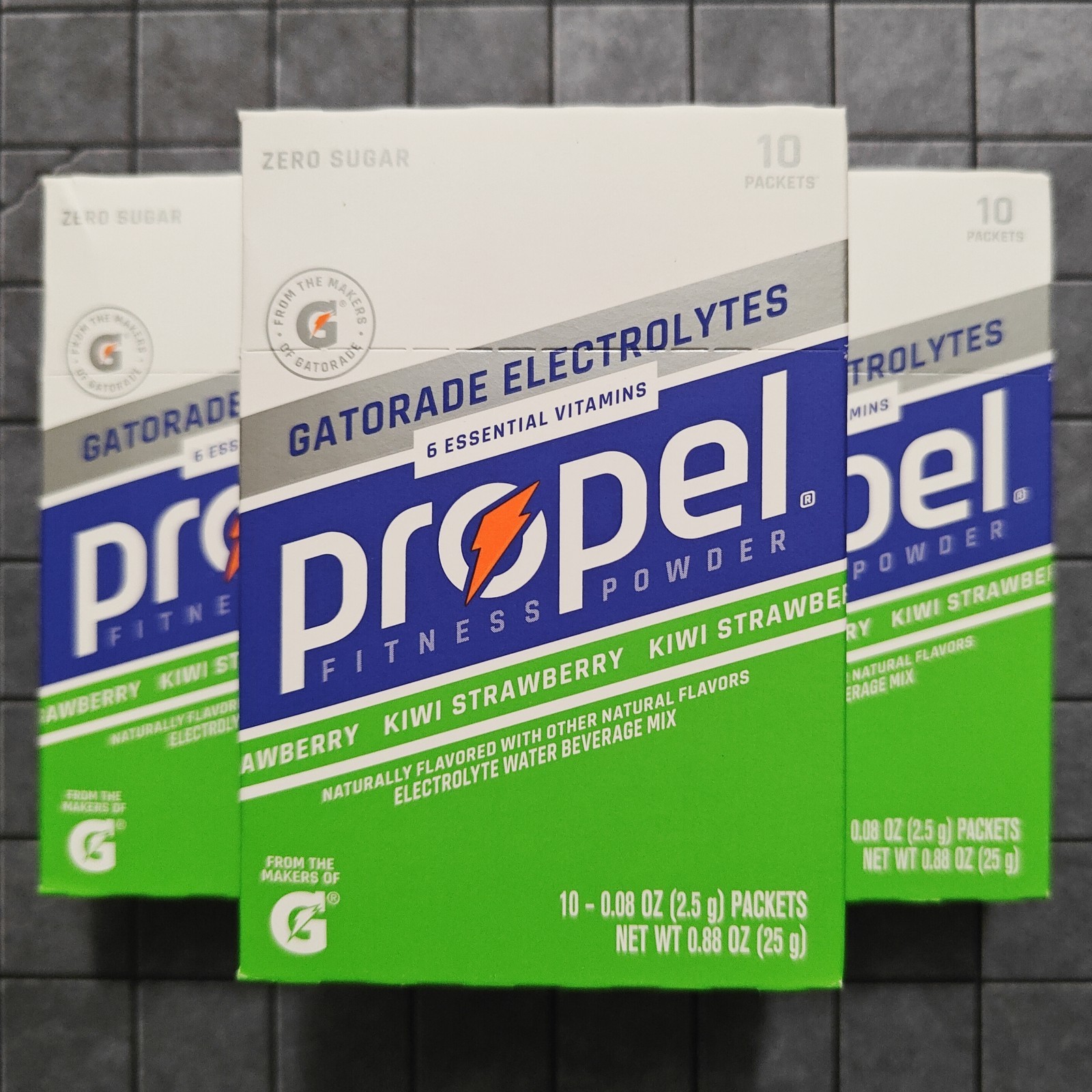 3-Pack Gatorade Propel – Kiwi Strawberry Powder Drink Mix – 0 Sugar – 30 Packets
