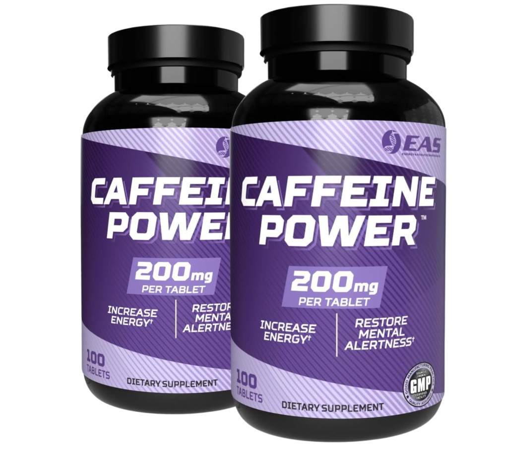 2 Pack – EAS Caffeine 200mg Tablets 200 Tabs Energy Alertness EXP 12/28