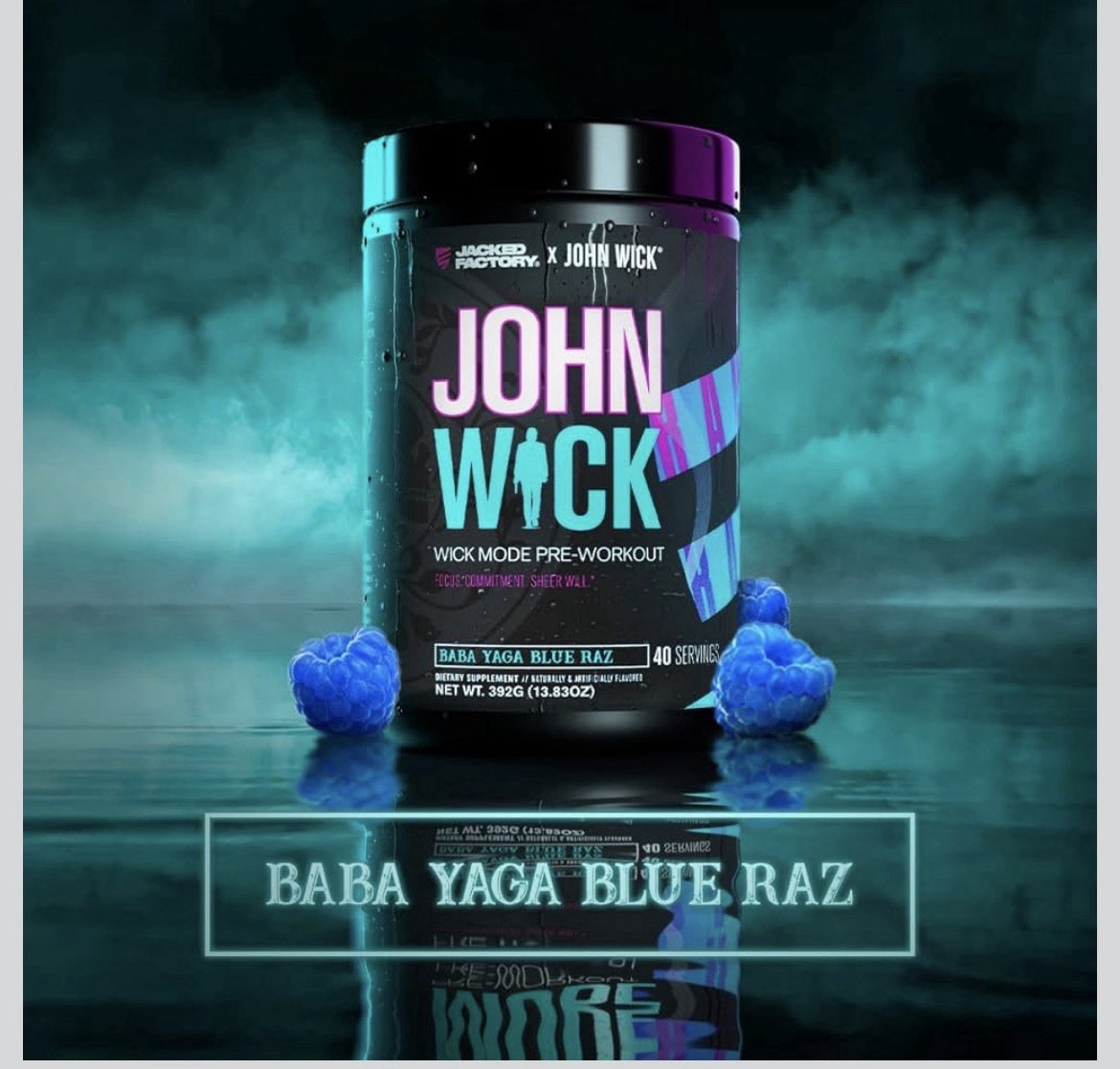 Jacked Factory Wick Mode Pre-Workout Powder Baba Yaga Blue Raz 40 Servings 392g