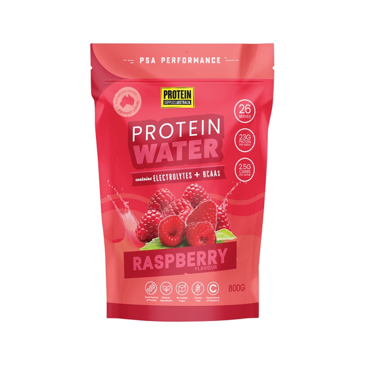 New Protein Supplies Australia Protein Water Raspberry 800g Electrolytes + BCAAs