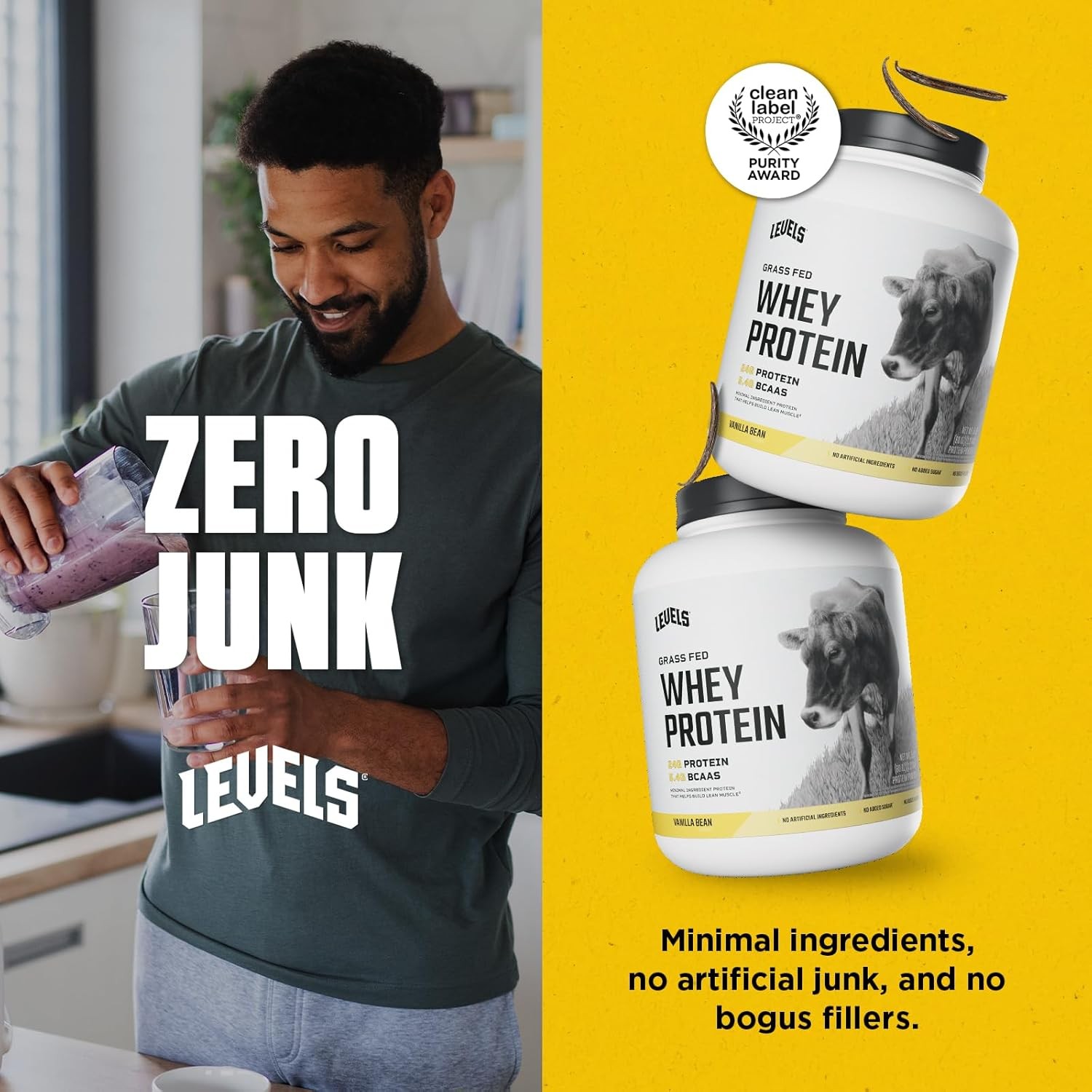 Levels Grass Fed Whey Protein Powder, No Artificials, 24G 5 Pound (Pack of 1)