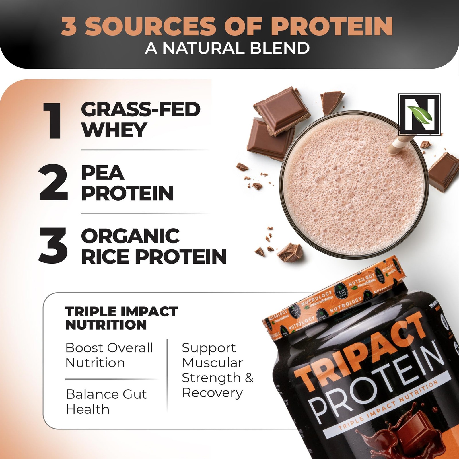 Nutrology TRIPACT Protein Powder 7in1 Meal Replacement Shake with Grass Fed …