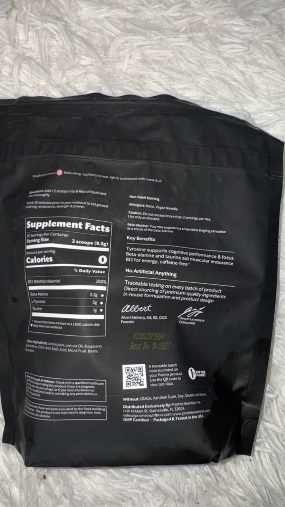 PROMIX Stim-Free Pre-Workout Raspberry Lemon Powder 10.05 oz (285g)