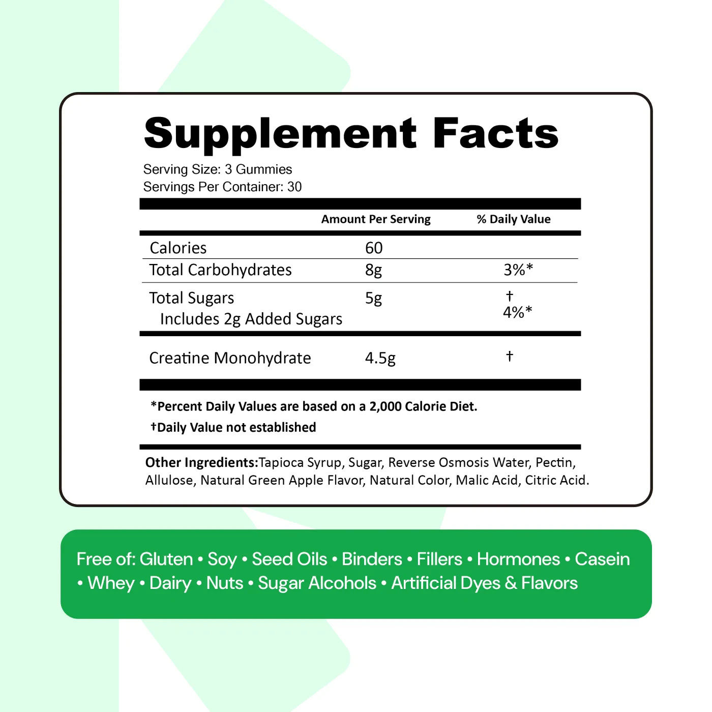 Create Creatine Monohydrate Gummies – Sour Green Apple