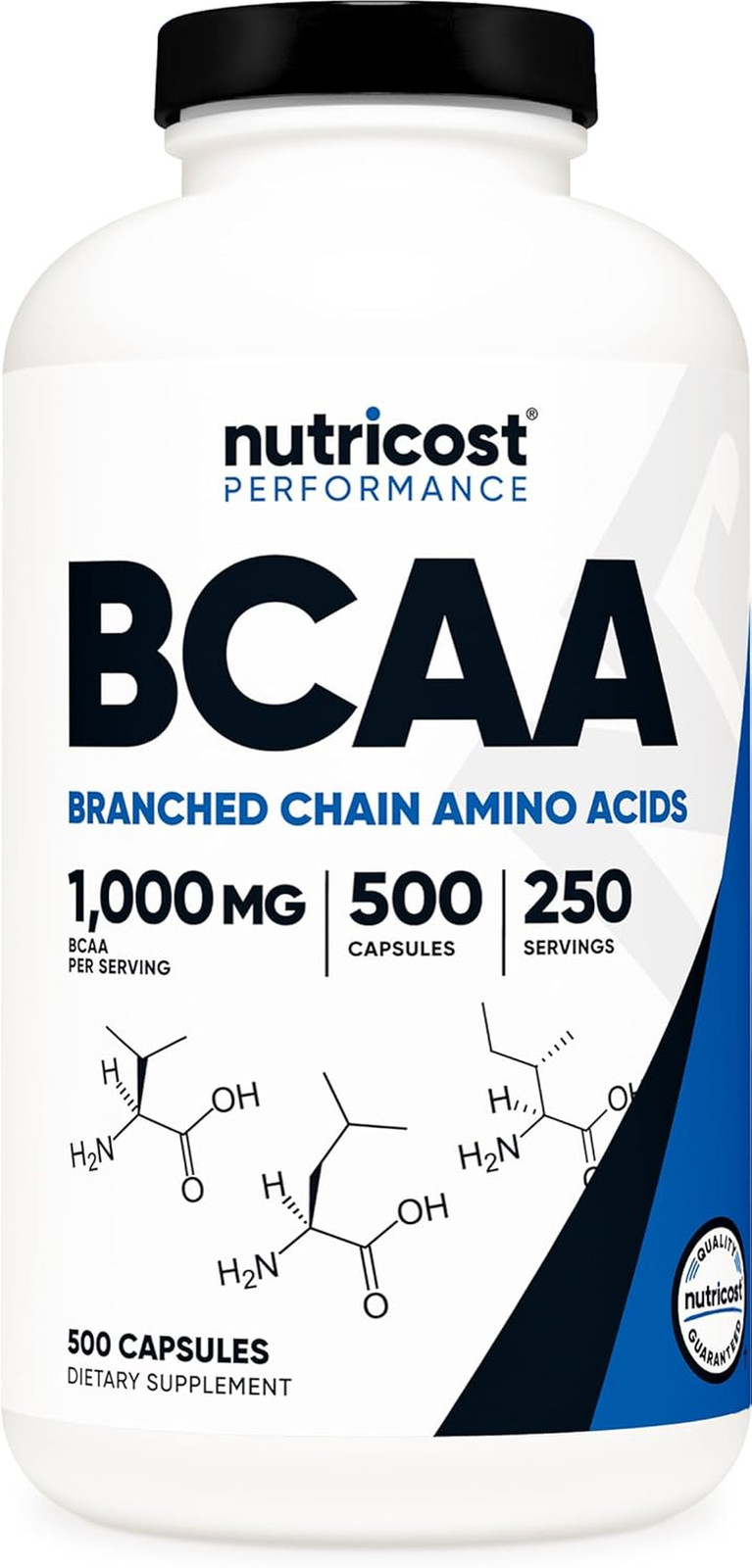 BCAA 1000Mg, 500 Capsules (250 Serv), 2:1:1 Branched Chain Amino Acids (500Mg of
