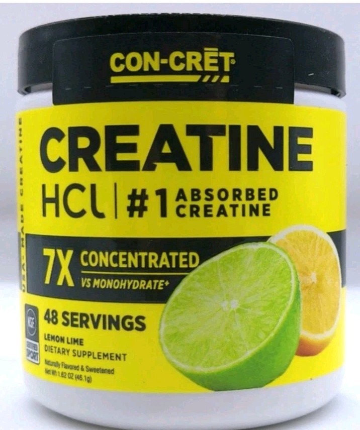Con-Cret Creatine HCL, 48 Servings, 1.62 Oz, Lemon Lime, Exp. 7/28