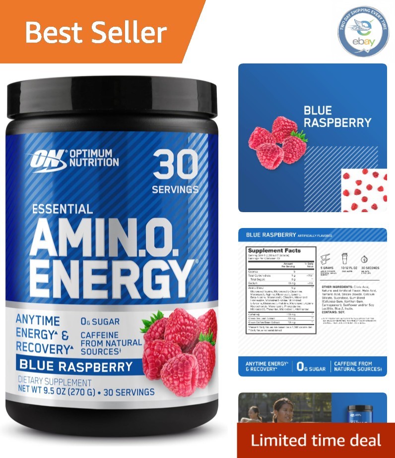 Essential Amino Energy – Muscle Recovery & Focus Enhancer, Blue Raspberry Flavor