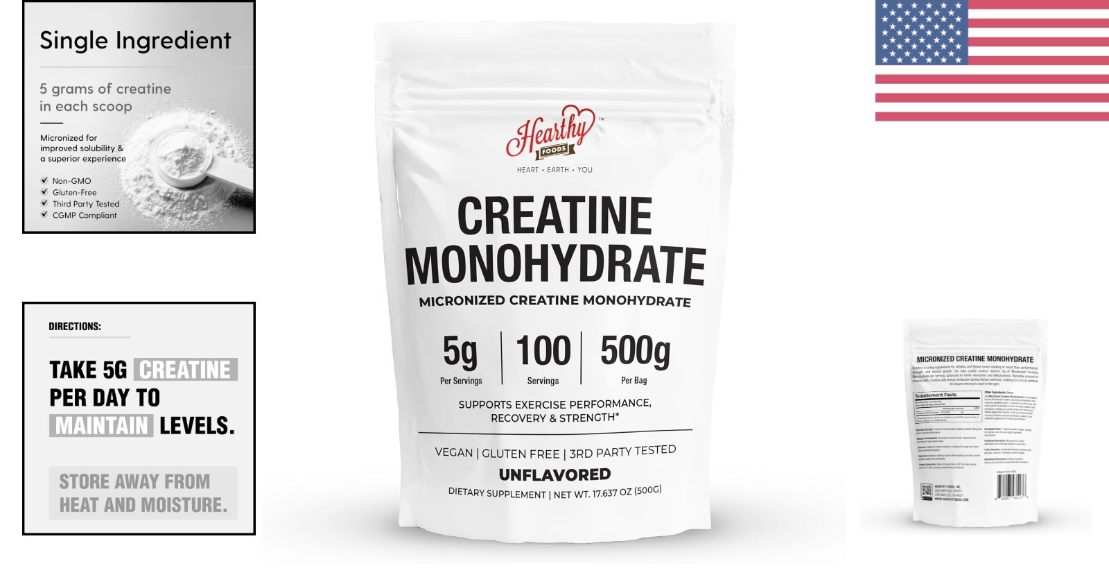 500G Micronized Creatine Monohydrate – 100 Servings for Muscle Growth & Recovery