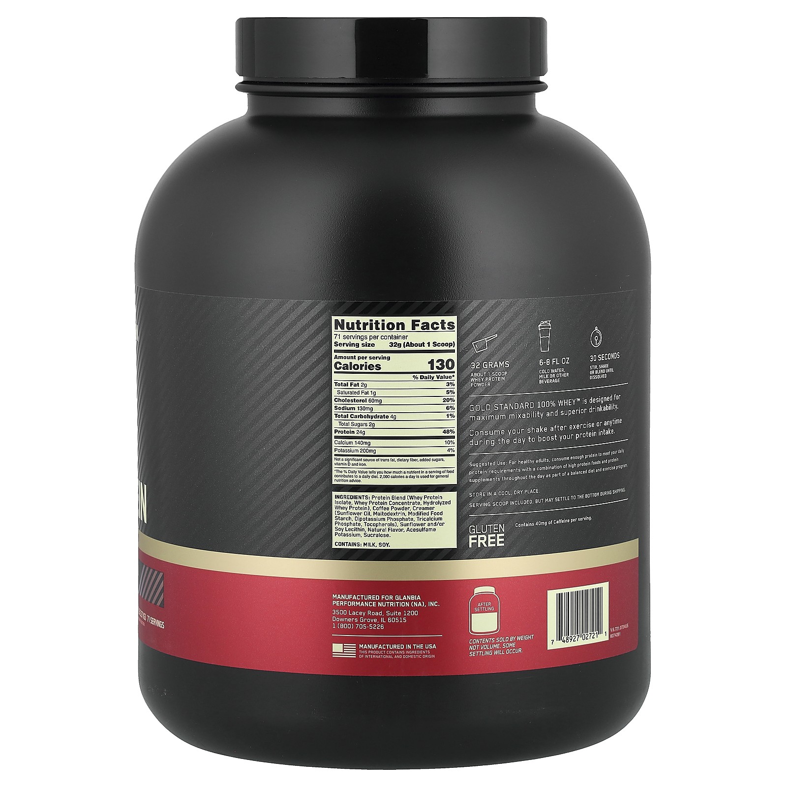 Optimum Nutrition Gold Standard 100 Whey Coffee 5 lbs 2 27 kg Informed Choice
