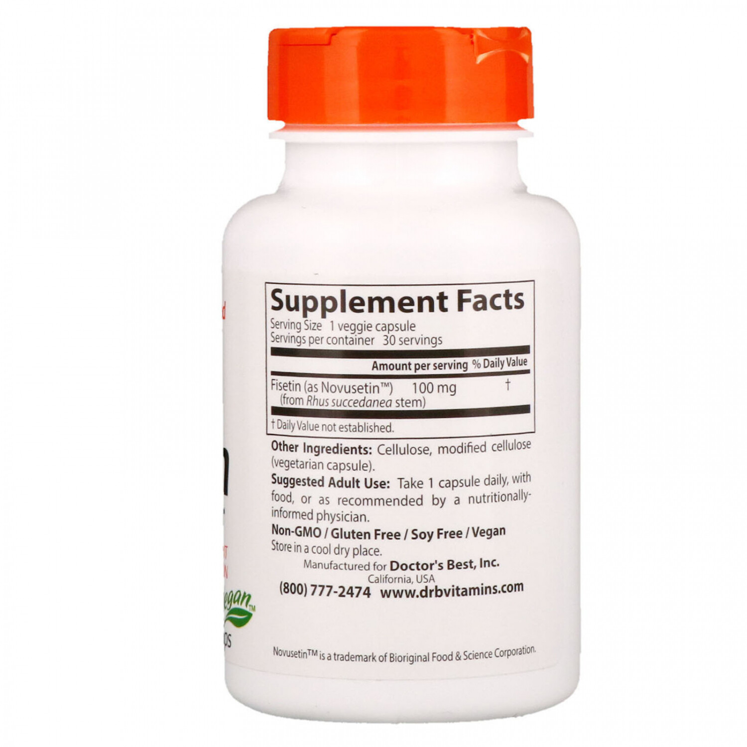 Doctor’s Best, Fisetin With Novusetin, 100 Mg, 30 Veggie Caps
