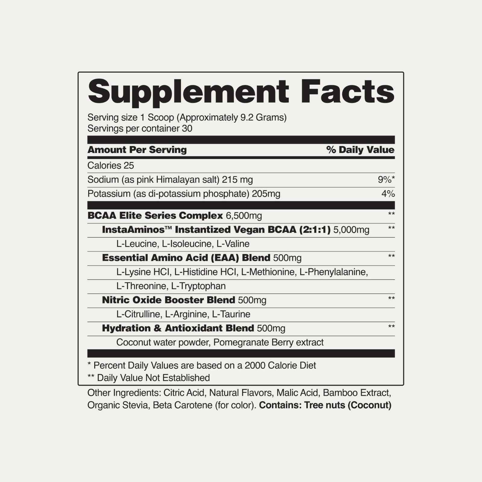 Vegan BCAA Powder 5g – 2:1:1 Amino Acids + Nitric Oxide Booster, 30 Servings, Po