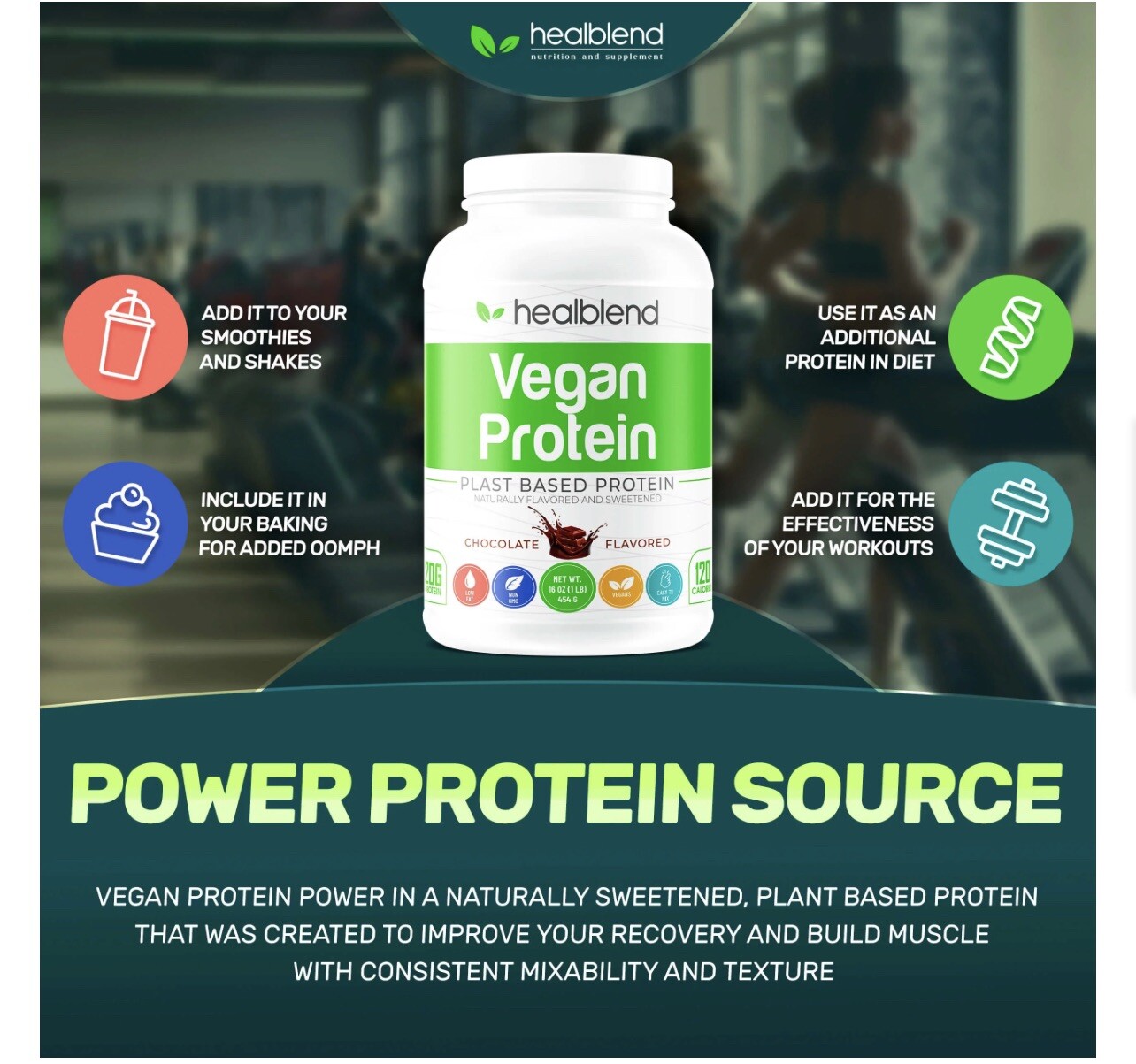 Plant-Based Protein Powder Vegan Dietary Supplement – Gluten-Free, Non-GMO